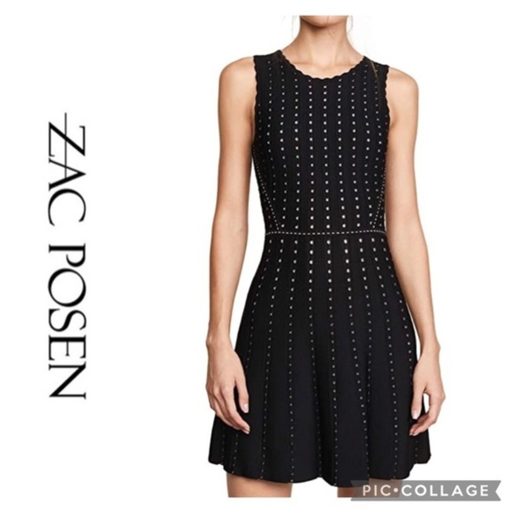 ZAC Zac Posen | Knit Black & White Fit & Flare Mini Dress~L